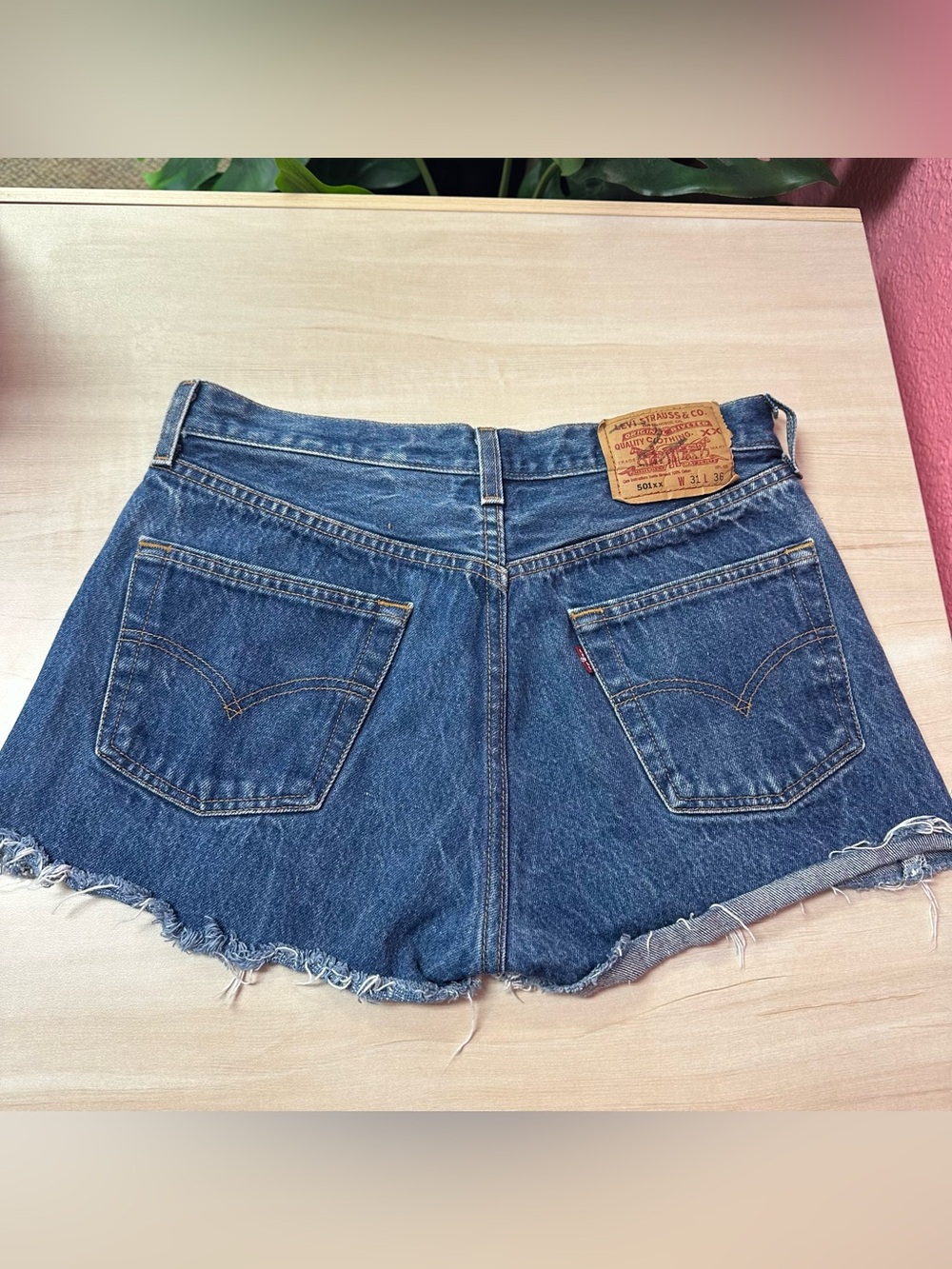 Levi's Petros Vintage Blue Denim Frayed Hem Cutoff Shorts